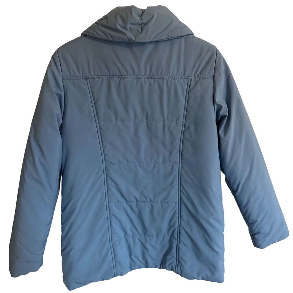 LL Bean Womens Light Blue Quilted Shawl Collar Snap Front Puffer Jacket Size M - Picture 7 of 7